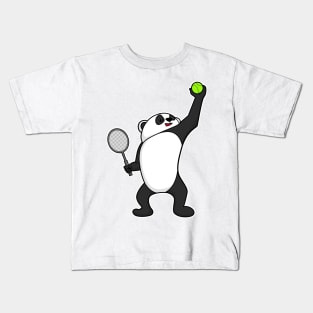 Panda at Tennis with Tennis racket Kids T-Shirt